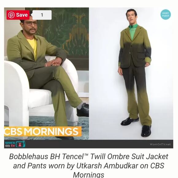 BOBBLEHAUS Green Ombre Tencel Twill Blazer Jacket Men's Large - Picture 14 of 14